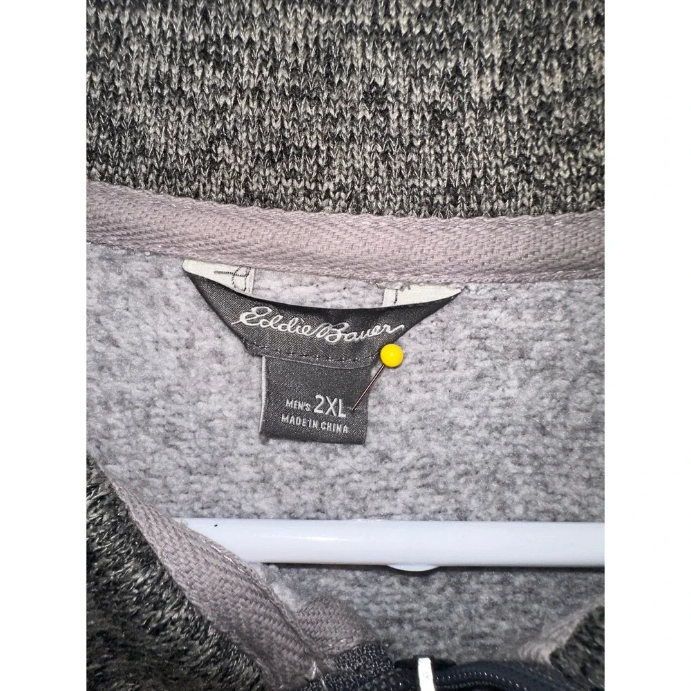 Eddie Bauer‎ Mens 2XL Gray Speckled Fleece 1/4 Zip Pullover Sweater - Picture 2 of 6